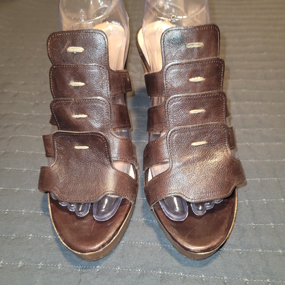 Robert Clergerie X Dowei Brown Slingback Sandals  Size 9.5
